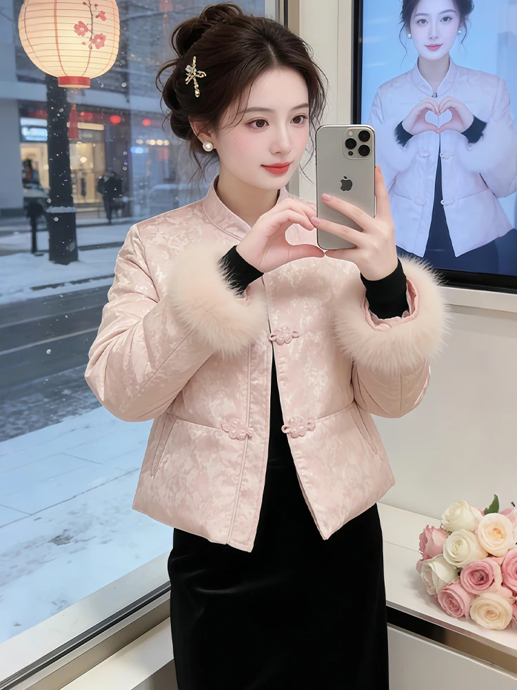 

Женская утепленная куртка из хлопка с вышивкой, свободного кроя, в корейском стиле, для зимы