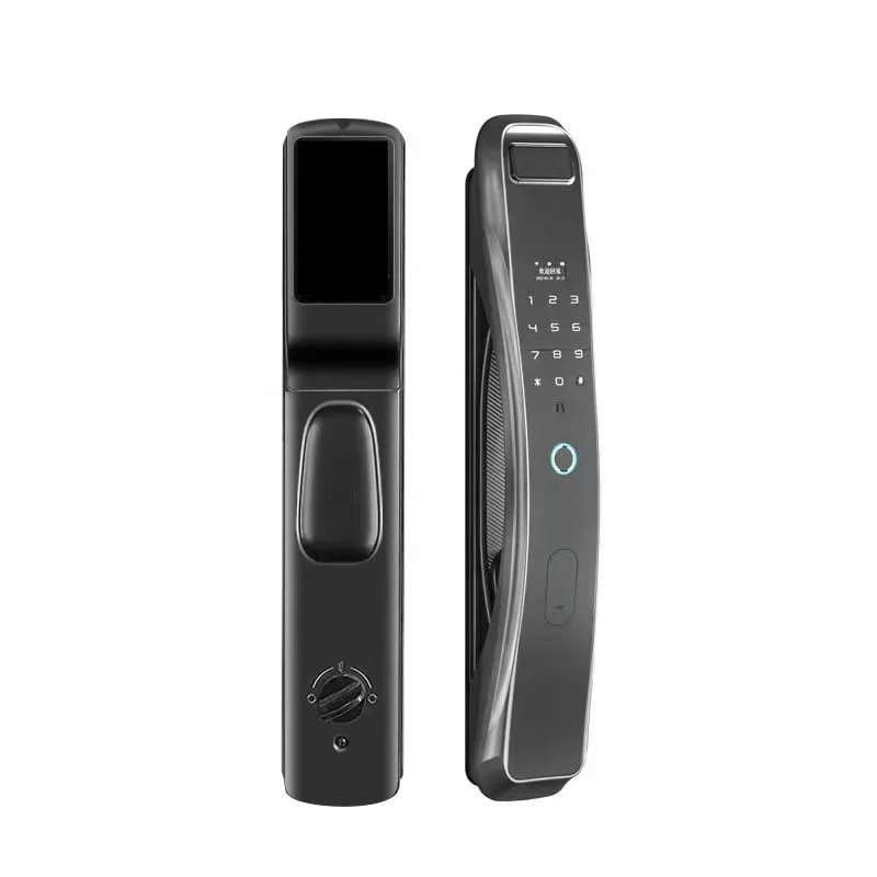 Zinc Alloy smart door lock with camera fingerprint door bell HD display 4200mAh lithium battery smart lock with camera