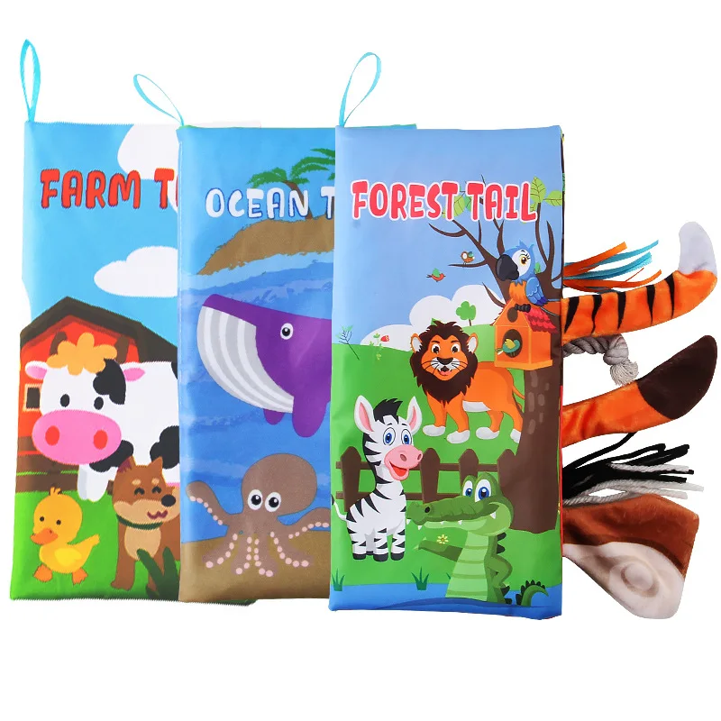 

0-36M Baby Early Learning Toy Tail Cloth Book Parent-child Interactive Sound Paper Puzzle Early Education Toys