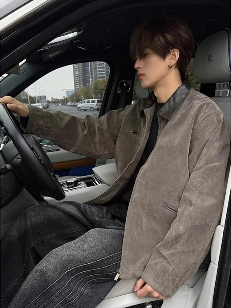 

Cleanfit Detroit Suede Baseball Jaet Men's Spring Autumn Sle Faionable Vintage American Leather Coat Youth Trend