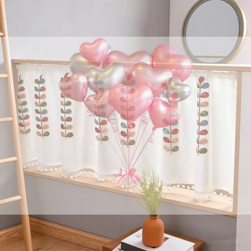 Kitchen Half Window Curtain Dustproof Floral Pattern Machine Washable for Counter Sink Farmhouse Home Decor