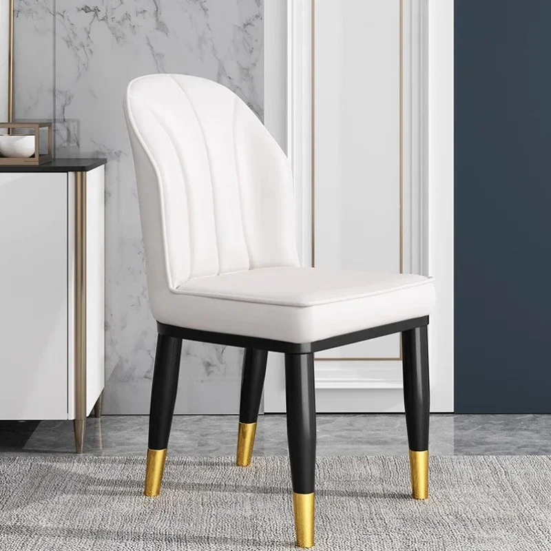 White Waterproof Dining Chair Eaiting Gold Simple Leather Designer Dining Chair Nordic Modern  Furniture