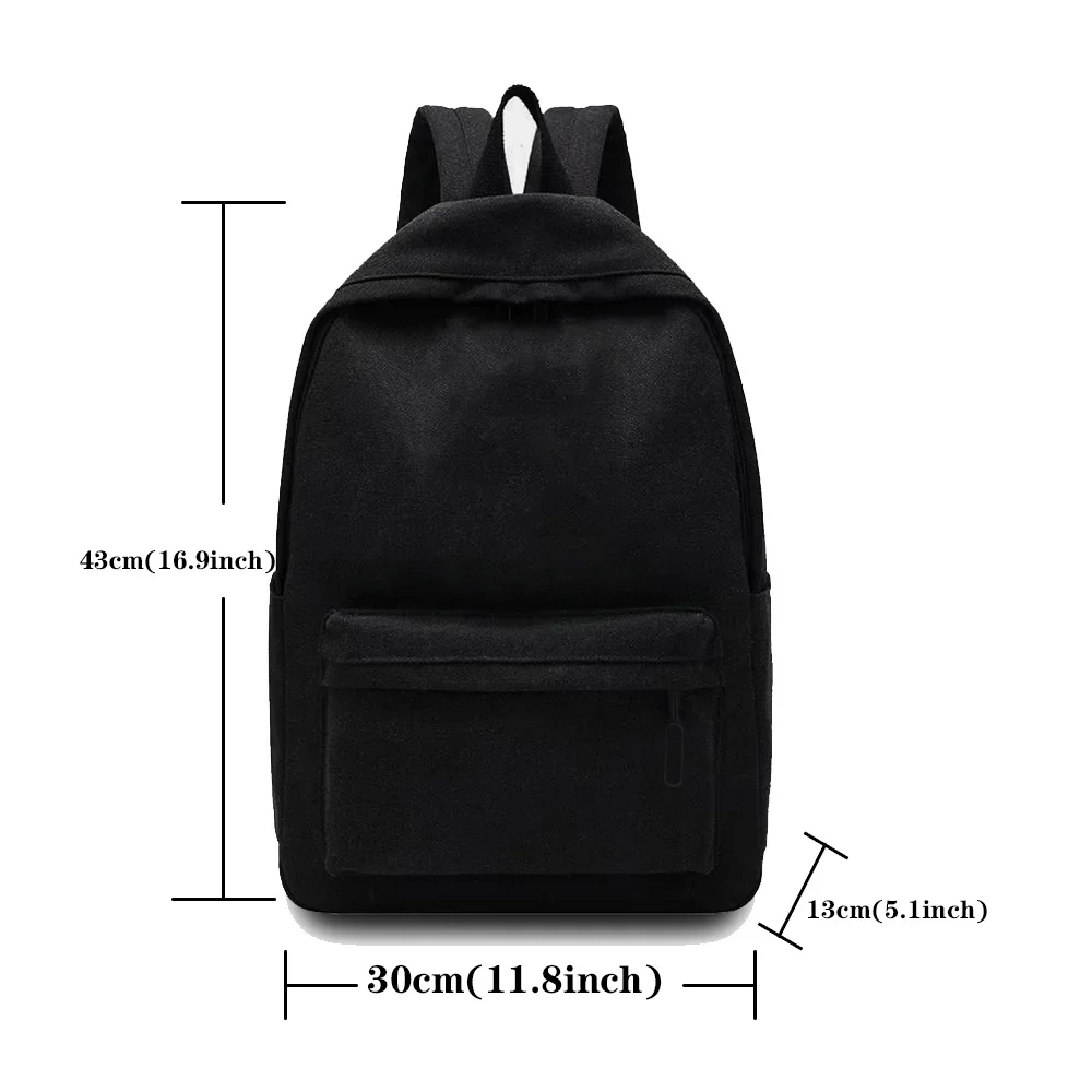 Mochila negra de gran capacidad, bolsa de viaje sencilla y ligera, mochilas escolares para estudiantes, mochila con cremallera para estudiantes,