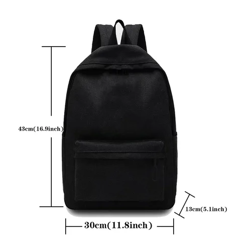 Imagen 2 del producto Mochila negra de gran capacidad, bolsa de viaje sencilla y ligera, mochilas escolares para estudiantes, mochila con cremallera para estudiantes, bolsa de almacenamiento