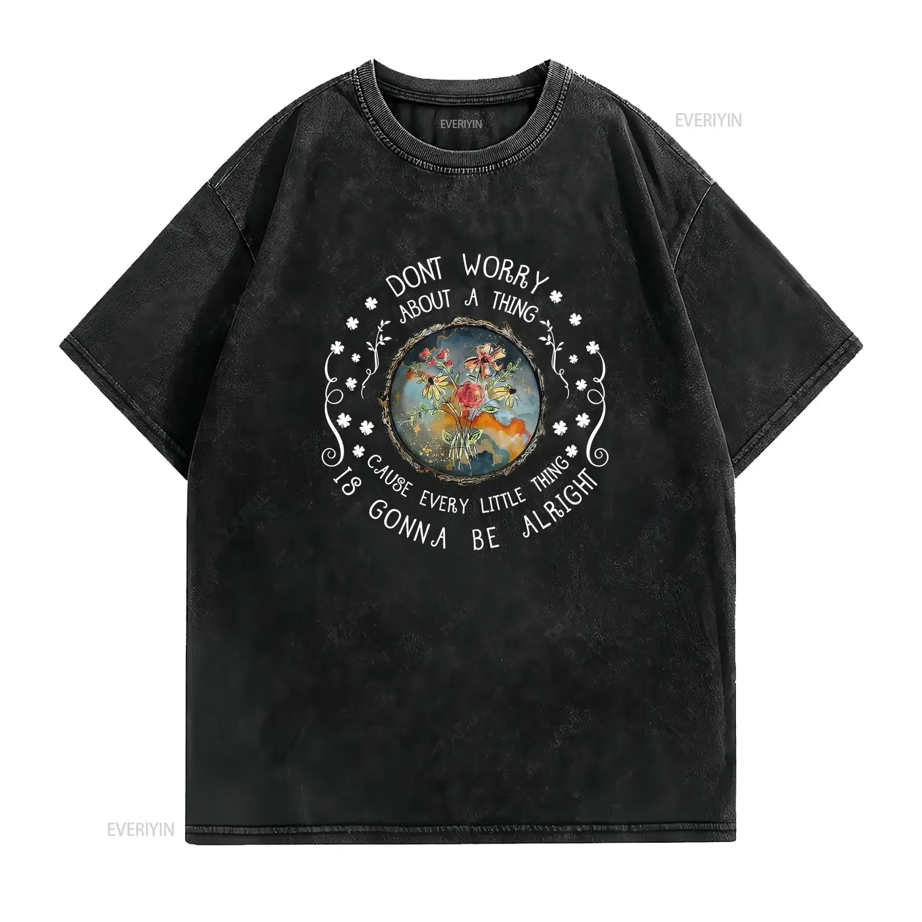 Every Little Thing Is Gonna Be Alright Hippie T Shirt GifT Soul Peace vintage Washed Breathable streetwear fashion Stylish