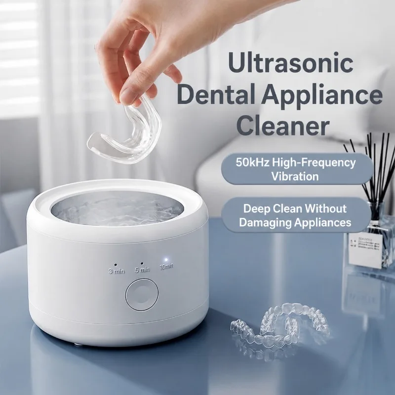 Mini Portable Ultrasonic Denture Cleaner Multifunctional Household Washing Machine for Retainers Aligners Braces Deep Eliminate