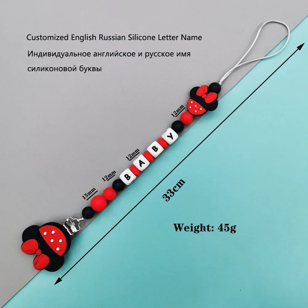 

Personalized English Letters Name Baby Silicone Strawberry Pacifier Clips Chains Teether Pendants Teething Kawaii Toys Gifts