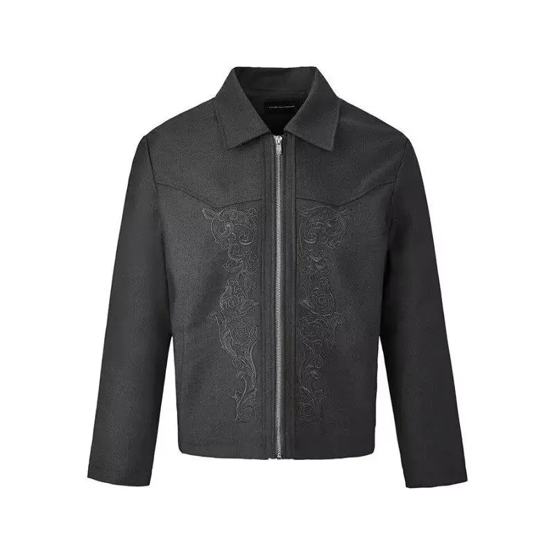 

Мужская верхняя одежда American Sle Bla Western Jaet Spring Faion, длинное пальто свободного кроя с вышивкой, молодежное пальто