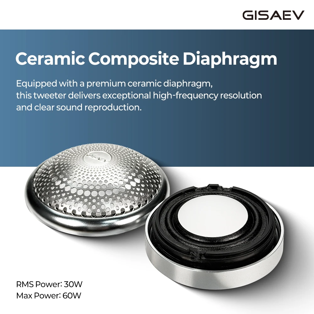 2Pcs 1.5 Inch Ceramic Car Tweeter - High Clarity 35kHz+ Sound, Universal Fit, Weather-Resistant Audio Upgrade