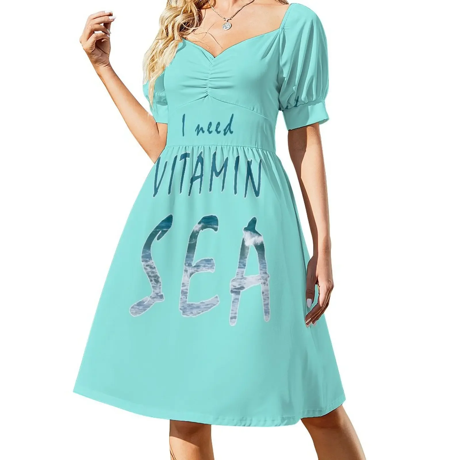 I need Vitamin Sea vacation pun quote Short-Sleeved Dress elegant party dresses for women 2025 fairy dress Dresses