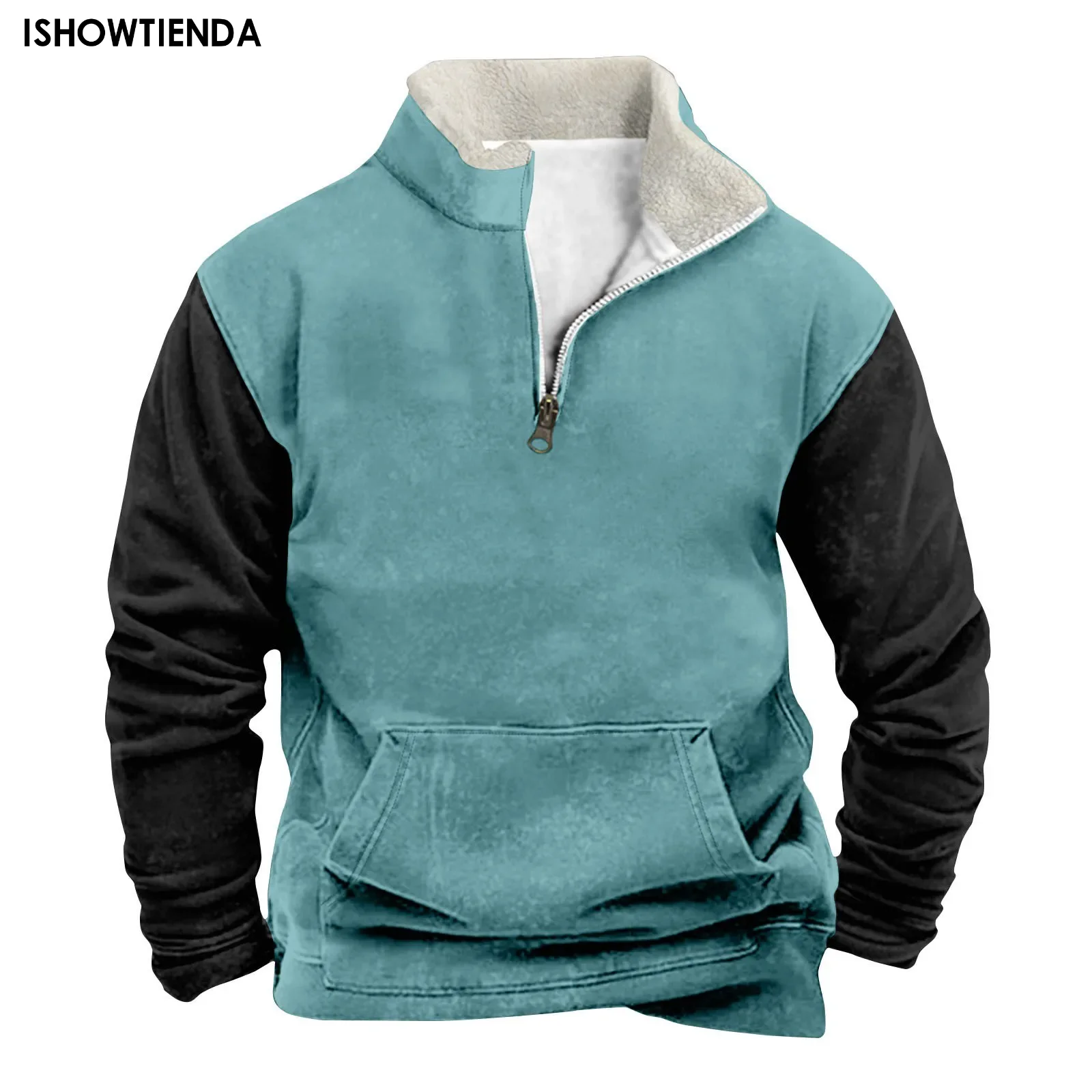 

Men‘s Versatile Sweatshirt Spring And Autumn Style Standing Collar Pullover Long-sleeved Sweatshirt Fashionable Casual Sweatshir