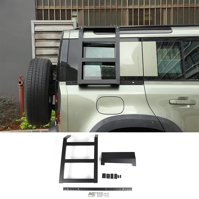 For Land Rover Defend 90 110 130 2020-2024 Aluminum Alloy Black Car Rear Side Ladder Roof Climbing Ladder Car Accessories