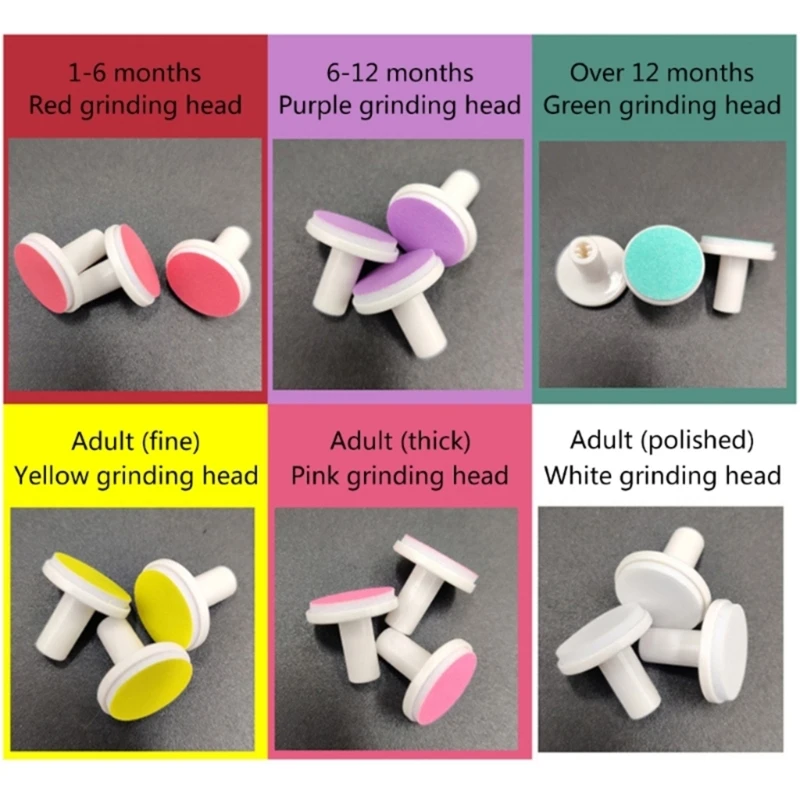6 Stks/set Elektrische Nagels Trimmer Pads Vervangende Slijpkop Voor Babynagelvijl Kinderen Trimmer Manicure Reserveonderdeel