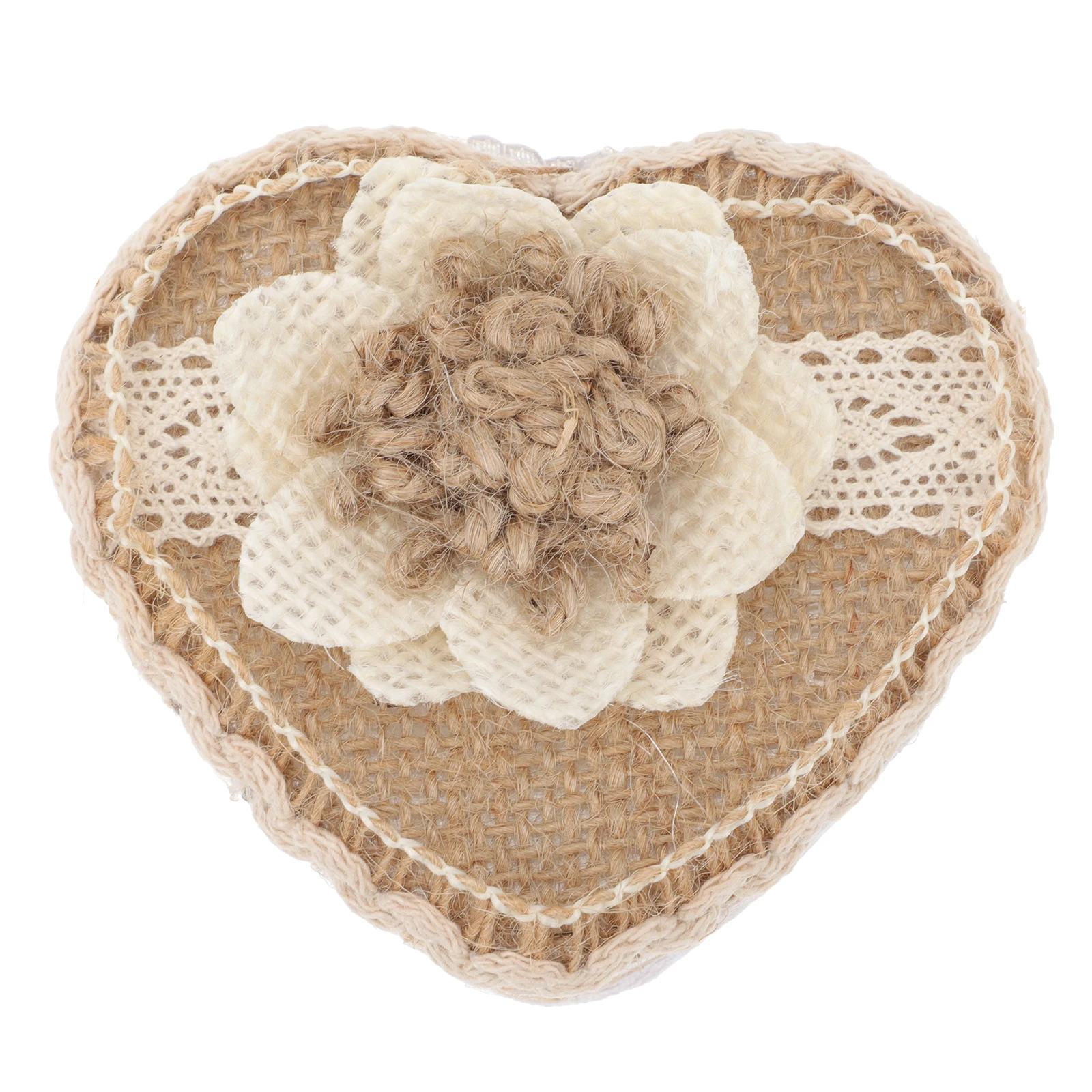 Caja de almacenamiento de joyería con forma de corazón, almohada de anillo, regalo de boda para el día de San Valentín, recuerdo decorativo para el día de la madre, Material de lino