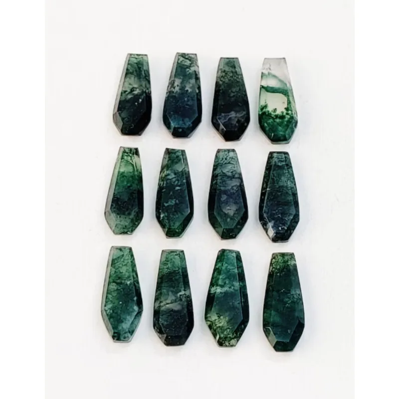 coffin Cut Natural Green Moss Agate Faceted Calibrated Top Quality Loose Gemstone Moss Agate Pendant Ring Earrings Gift