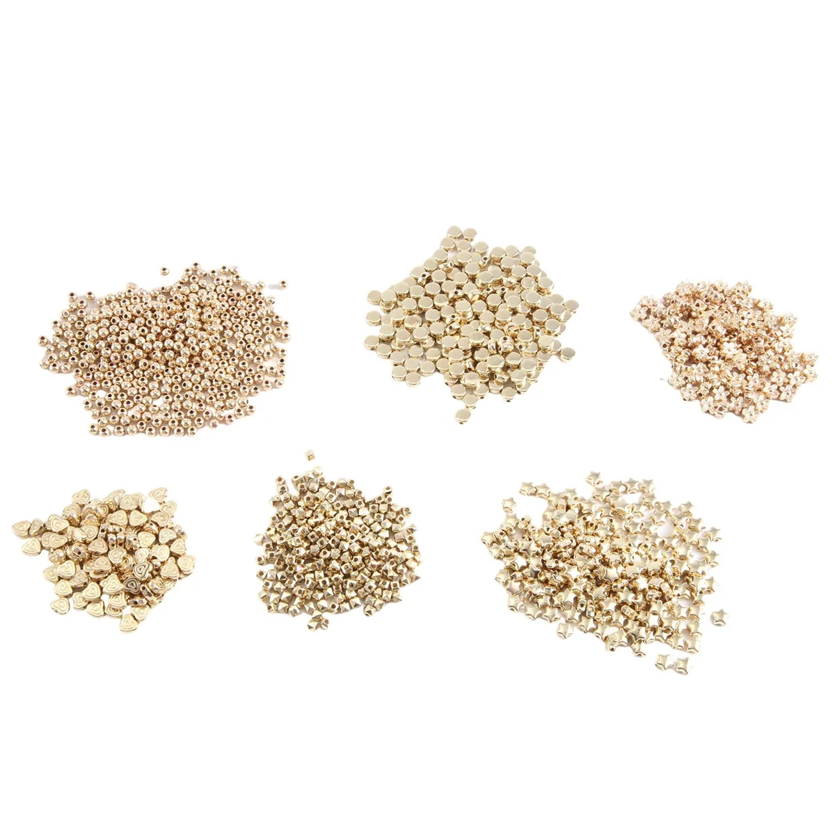 APB-1200 Pieces Spacer Beads Set for Bracelet Earring Necklace Jewelry Making(6 Different Shapes)