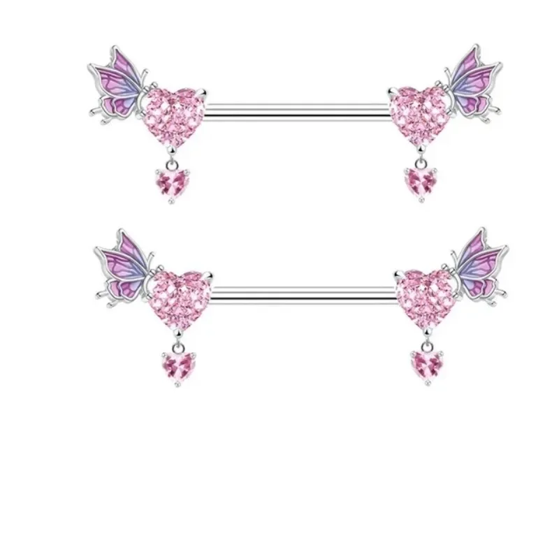 1Pair Stainless Steel Pink Nipple Piercing Jewelry Heart Wings Niplple Barbell Moon Devil Nipple Rings Body Piercing Pezon Mujer