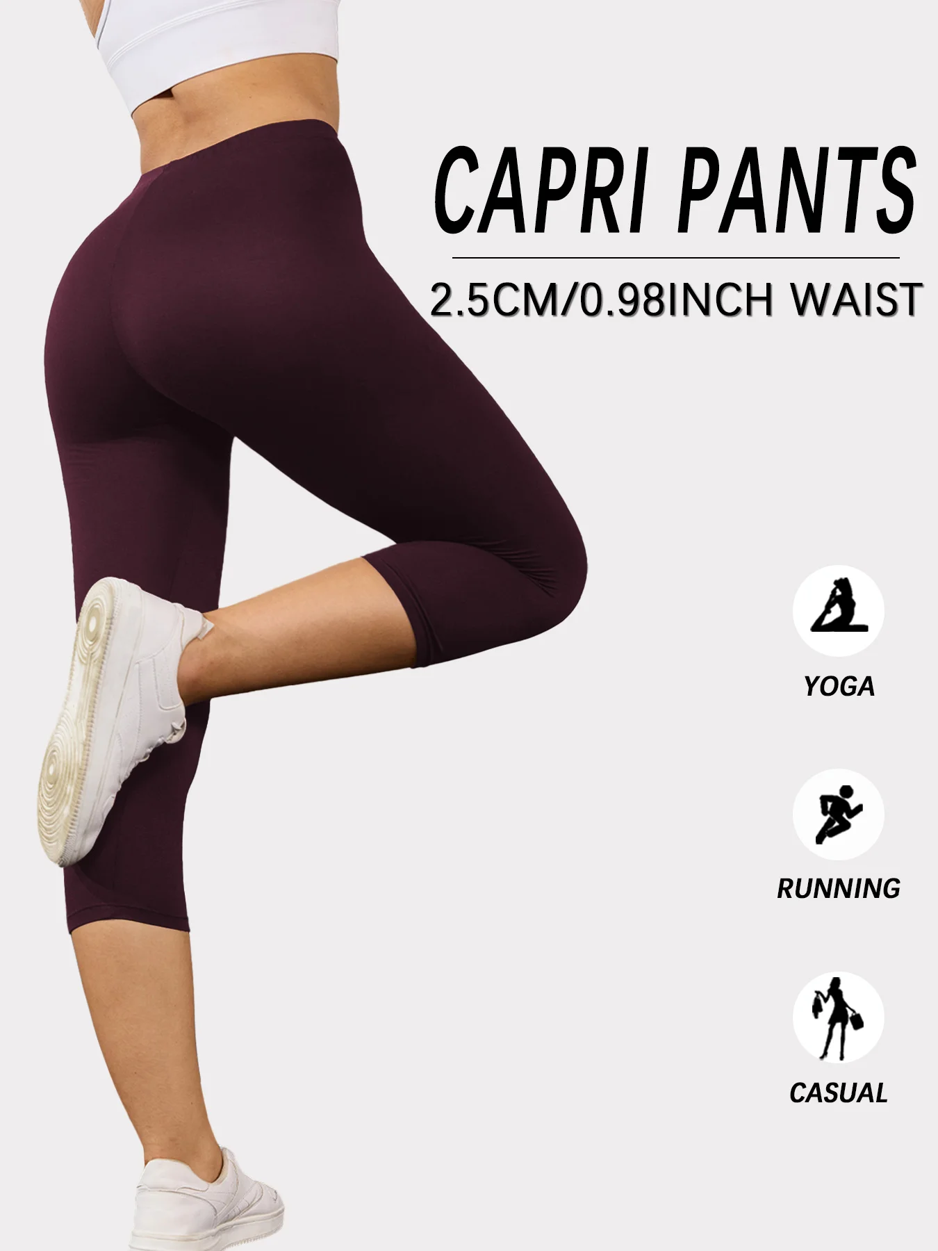 Super Soft Yoga Running Pants Women Capri Leggings No See Through Athletic Workout Home Casual Leggings