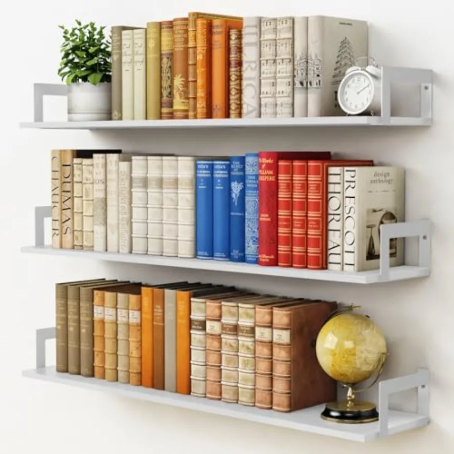

Floating Book Shelves for Wall, 36 Inch Wall Bookshelf for Bedroom, Large Deep Hanging Shelves with Metal Brackets for Living R