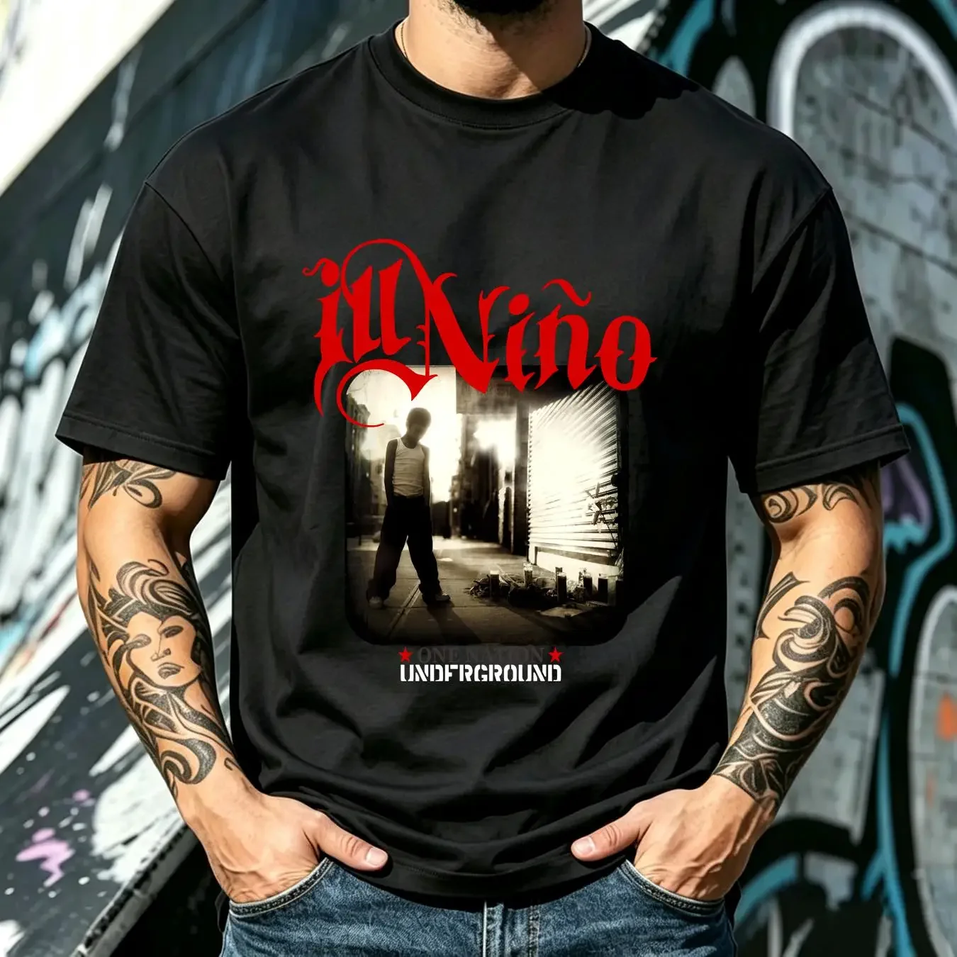 washed T Shirt Vintage iLL Nino Adult small black 2006 Nu Metal one Nation underground long or short sleeves vintage Washed