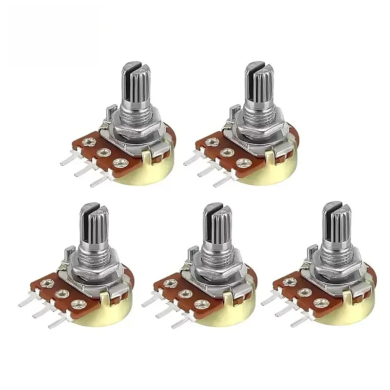5PCS WH148 single potentiometer short handle 3-pin handle length 15mm adjustable resistor 5/10/20/50/100K