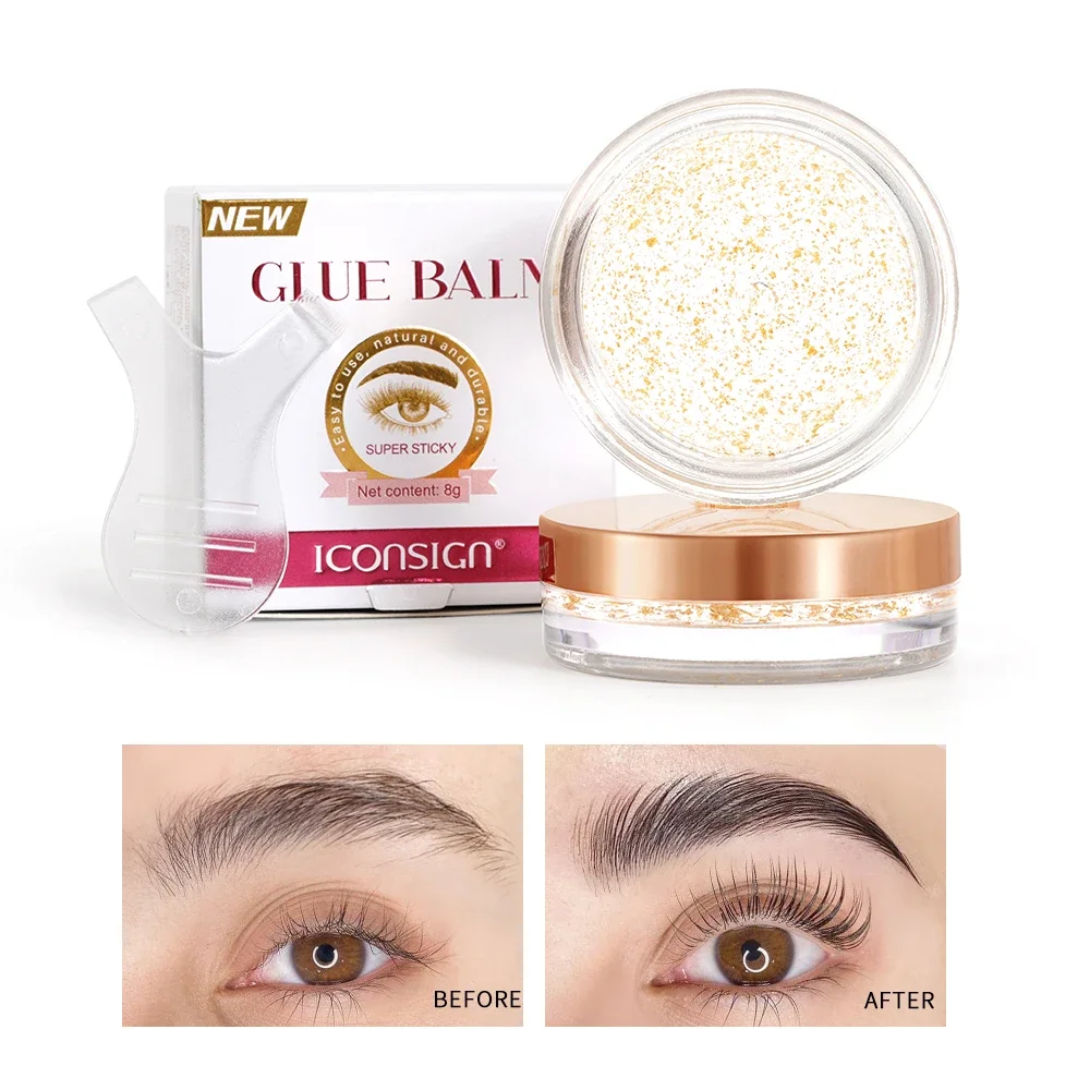 New Arrivals ICONSIGN Eyelash Glue Balm For Lash Lifting Fast Fixing Shape Brow Waterproof Extensions Glue 24K Gold Foil Makeup