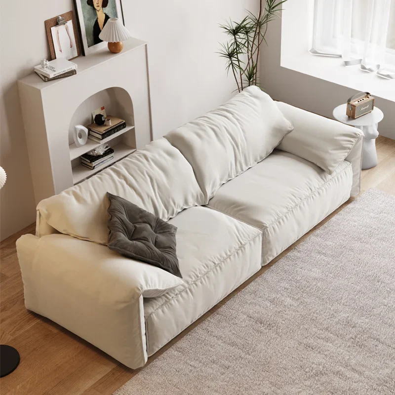 

Frosted cloth elephant ear sofa living room small apartment down three-person fabric sofa