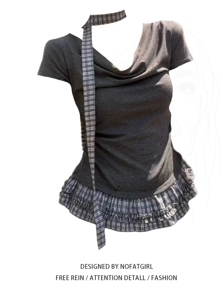 

plus Size Women's Faionable Slim Fit T-irt Summer New Sle Sweet And Spicy Girl Ele Top Large Size Pure Desire Fake ...