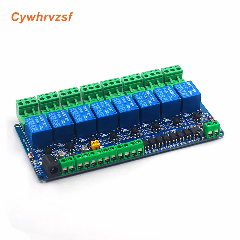 Modbus-Rtu 1/2/4/8 Channel Optocoupler Isolation 12V Relay Module Switch Modbus RTU Relay Output Switch RS485/TTL Communication