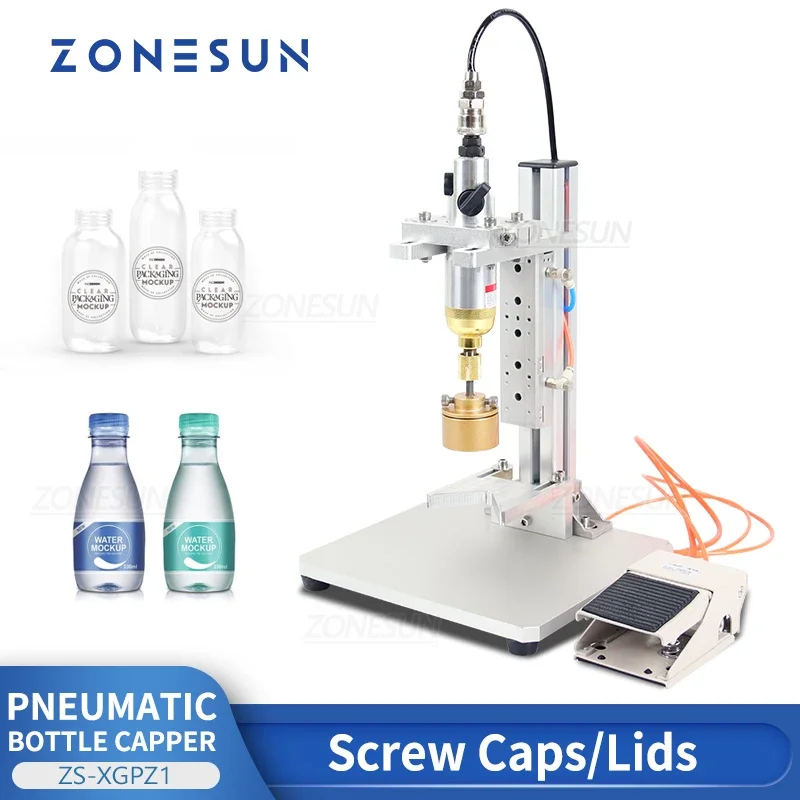 ZONESUN Capping Machine Pneumatic Round Bottle Closure Screw Tops Lids Water Juice Chubby Gorilla Tool Small Production ZS-XGPZ1