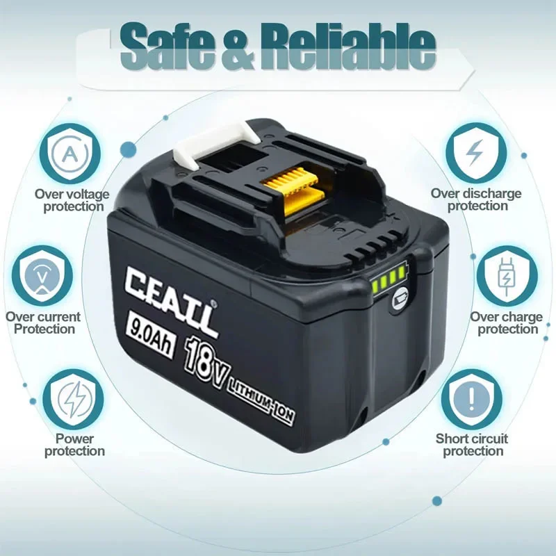 

For 18V Makita Power Tool Battery 3Ah/5Ah/6Ah/9Ah Rechargeable Battery Replacing Makita LXCV，LXDG，LXDT，LXFD，LXLC