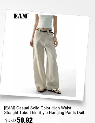 EAM Black Pleated Irregular High Elastic Waist Wide Leg Pants New Loose Trousers Women Fashion Tide Autumn 2026 30A2833
