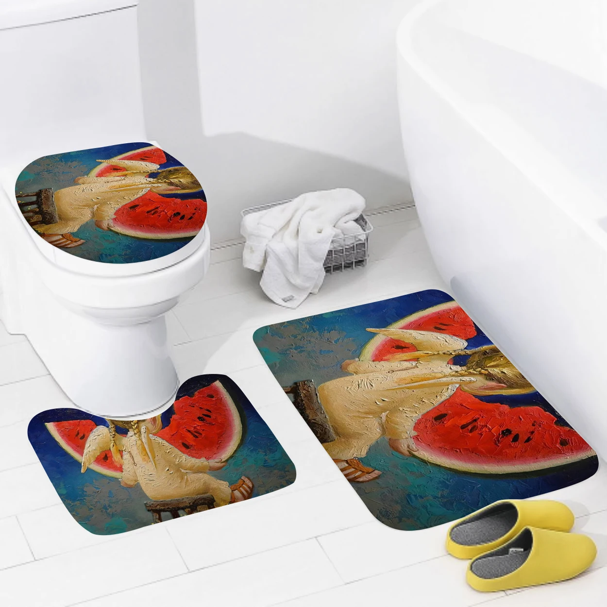 home bathroom floor mats Oil painting style Bath Foot mat modern bathroom accessories rug Toilet mat Bathtub anti-slip carpet