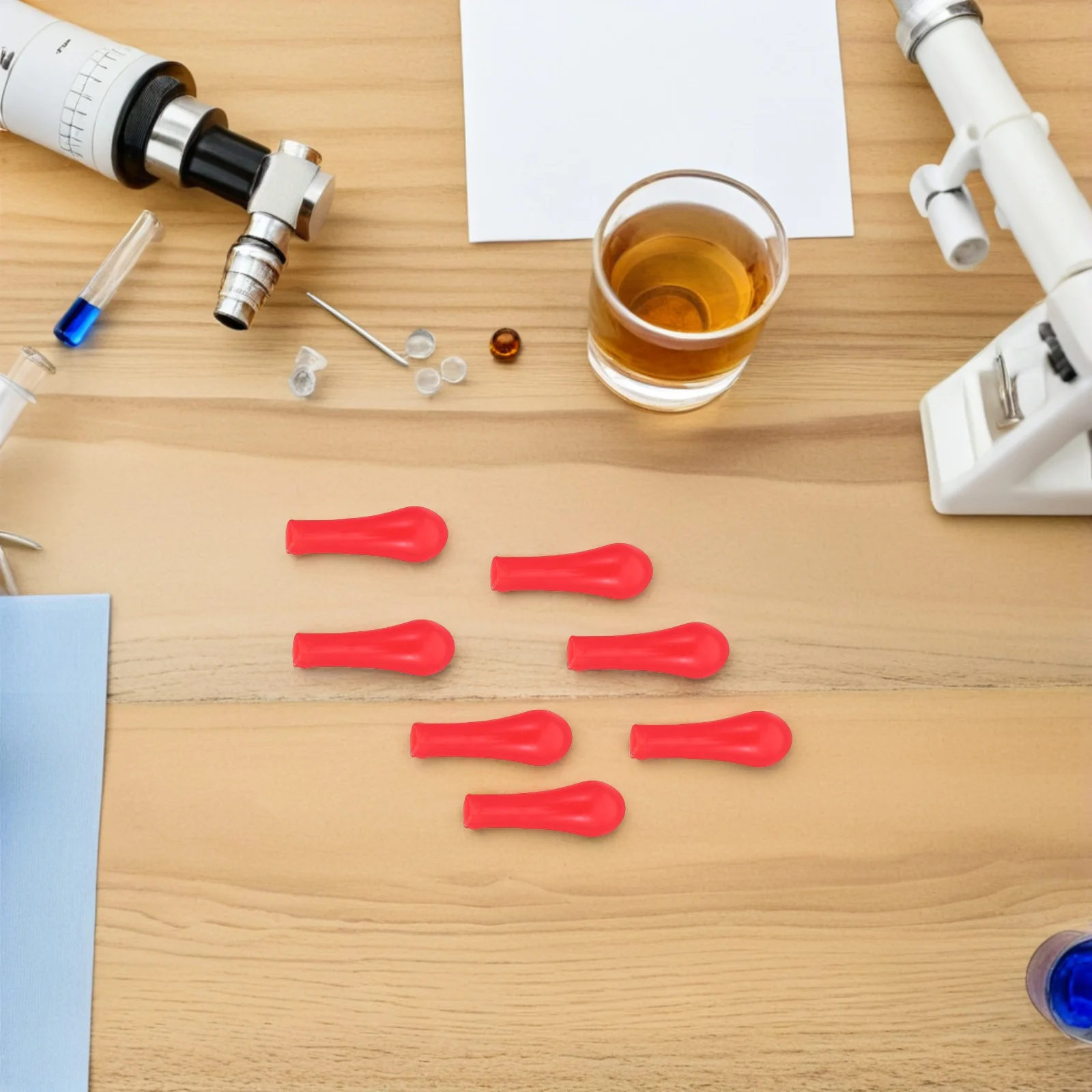 

100Pcs Red Pipette Bulb Caps Latex Dropper Laboratory Suction Accessory for Science Teaching Experiments Research Chemistry