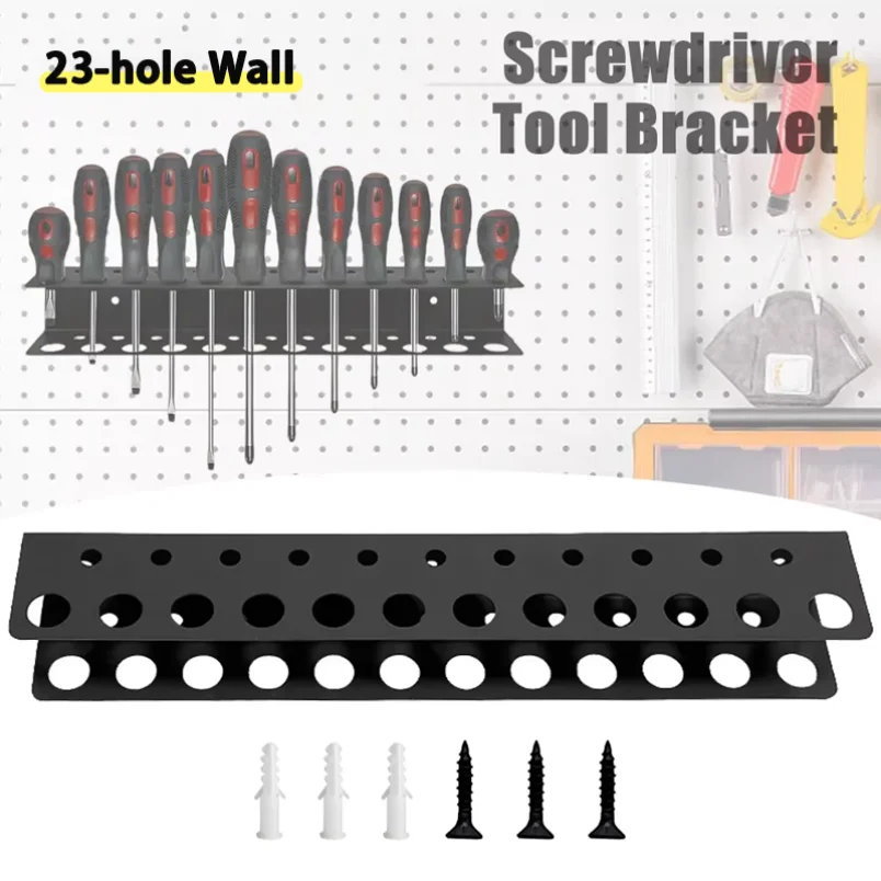 Screw Organizer Wall Mount 23-hole Screwdriver Storage Rack Manual Tools Holder Hammer Rack Pliers Hardware Tool Organizer