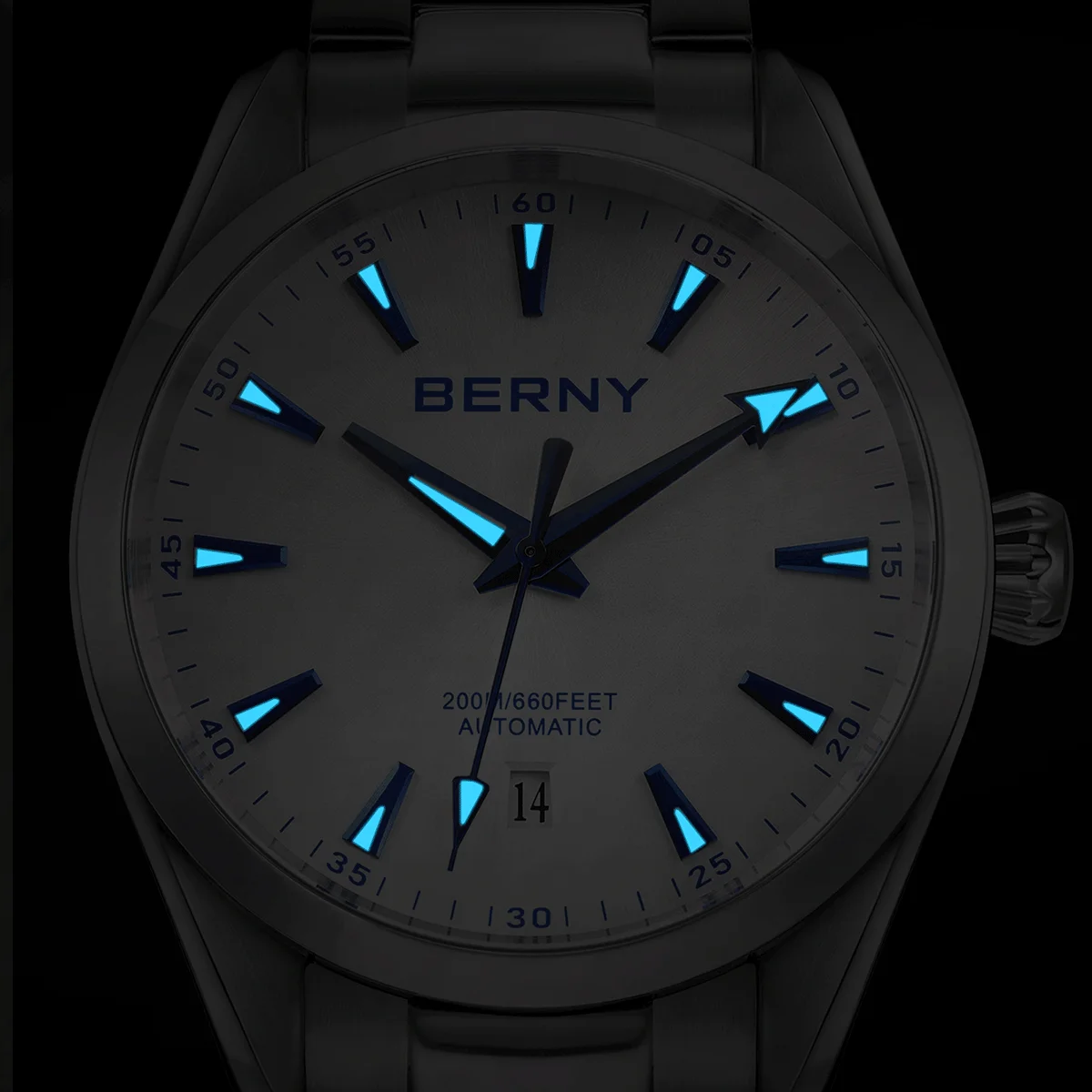 BERNY Automatic Watch For Men PT5000 Top Precision Mechanical 316L Stainless Steel Luminous Hands Sapphire 20ATM Men‘s Watches