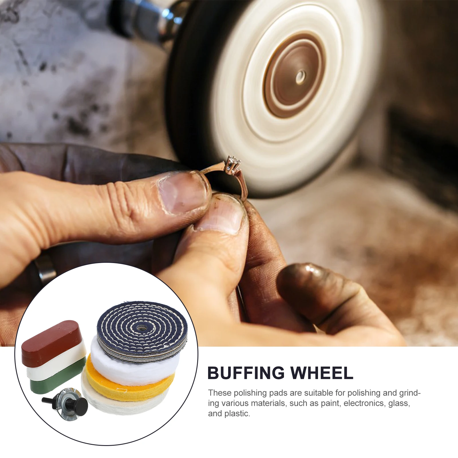 

4 Inch Cloth Wheel Set for Wood Carving Polishing Disc Drill Accessories Bench Grinder Jewelry Buffing Kit Lightweight