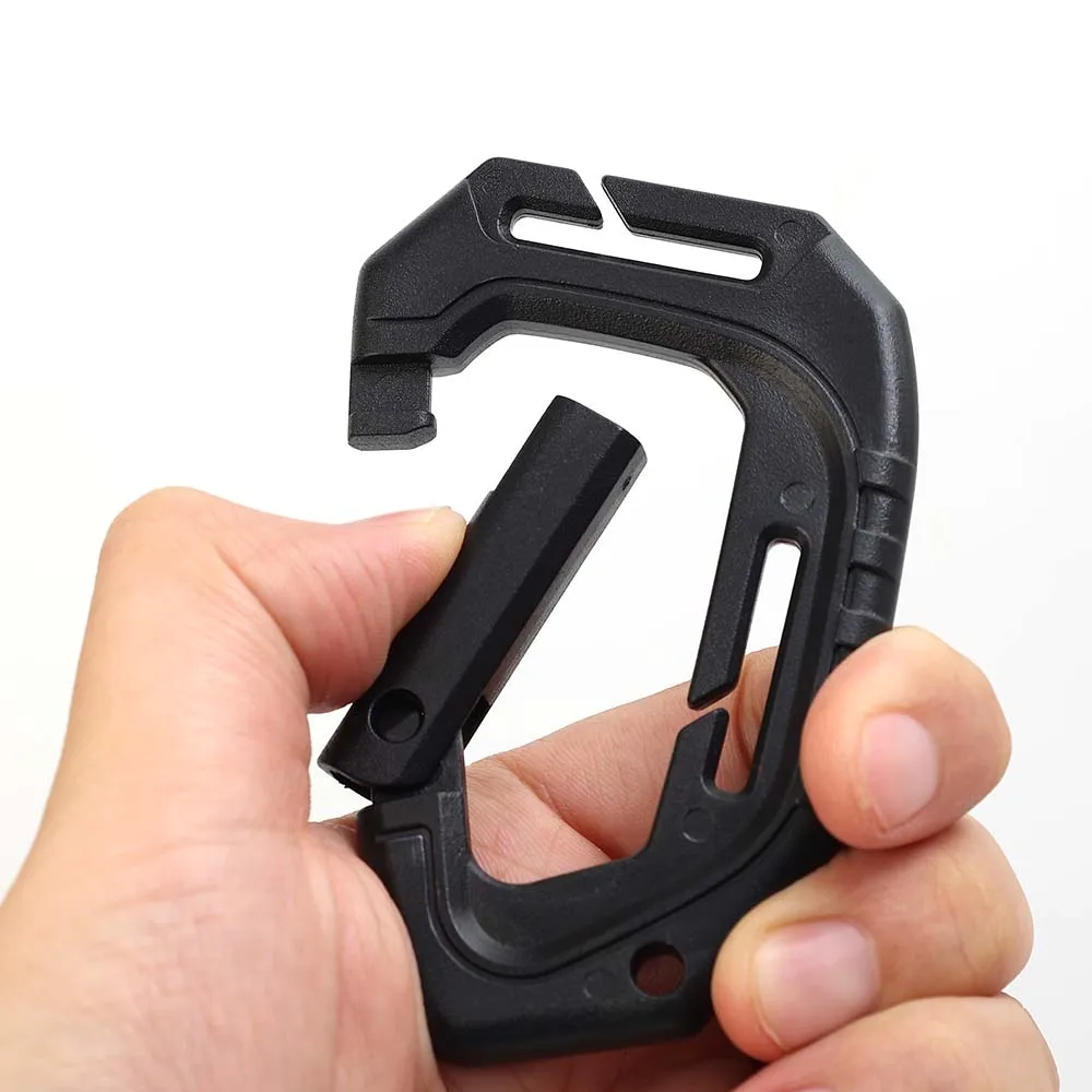 2/1Pcs D-shaped Tactical Carabiner Set Plastic Steel Quick Hook Clip Keychain Outdoor Camping Backpack Carabiner Accessories