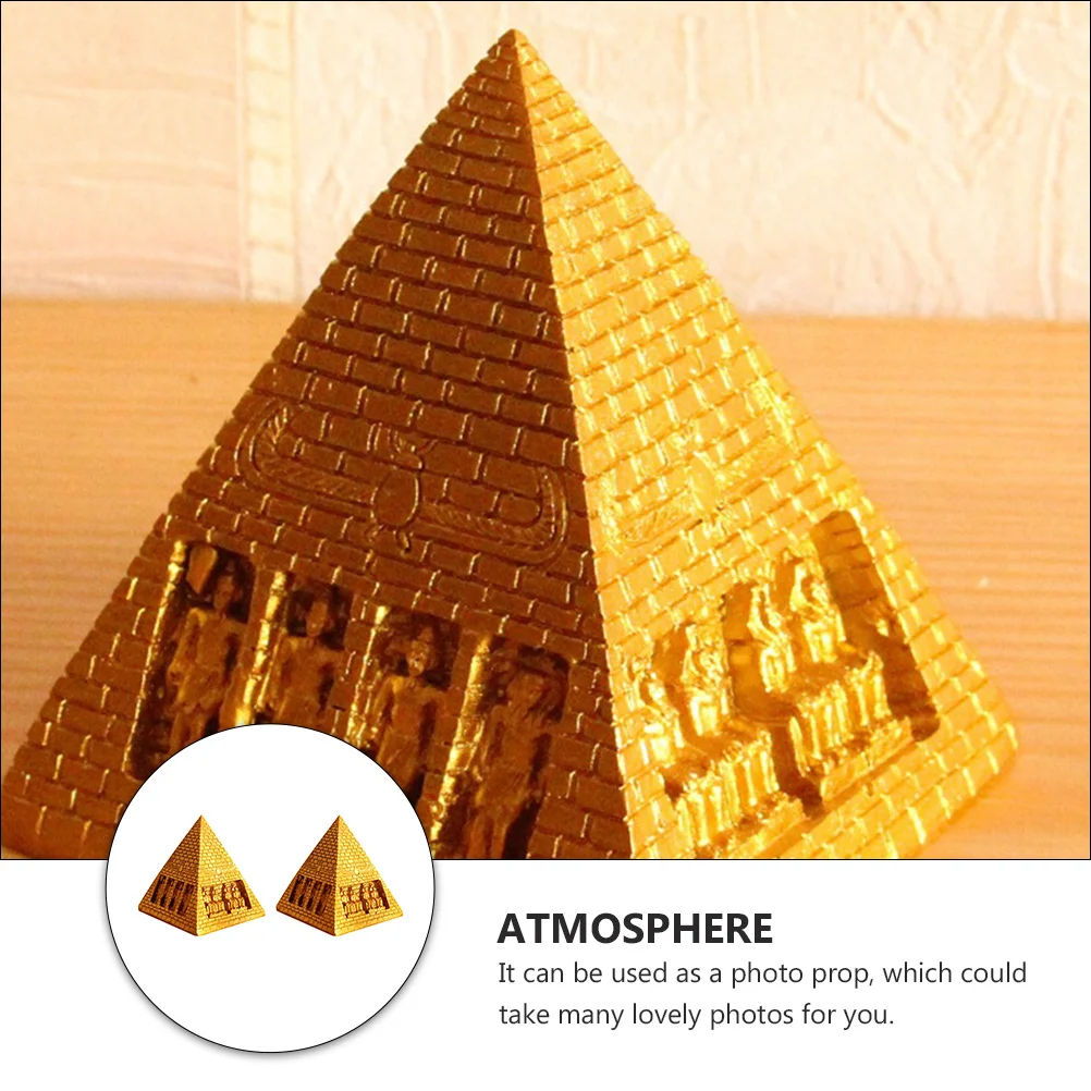 

2pcs Mysterious Pyramid Ornament Resin Desktop Decoration For Home Office Pyramid Art Crafts Collection Gift Divination Prop