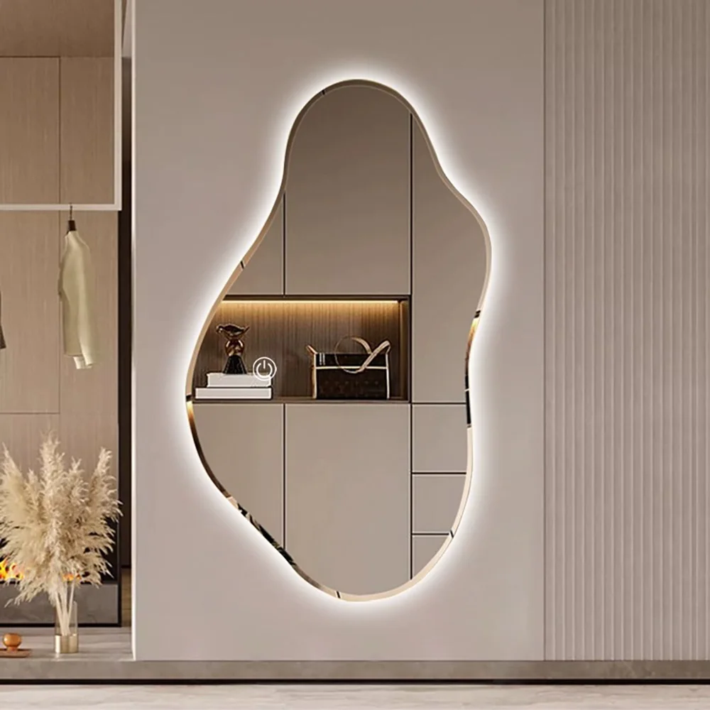 Nordic Simple Smart Bathroom Mirrors for Designer Wall-mounted Bath Mirrors Home Irregular Bathroom Mirror Bedroom Vanity Mirror