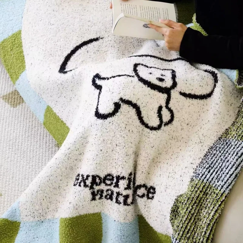 

MhappyManner Original natural half-velvet blanket, lightweight Casual blanket for nap and air conditioning use