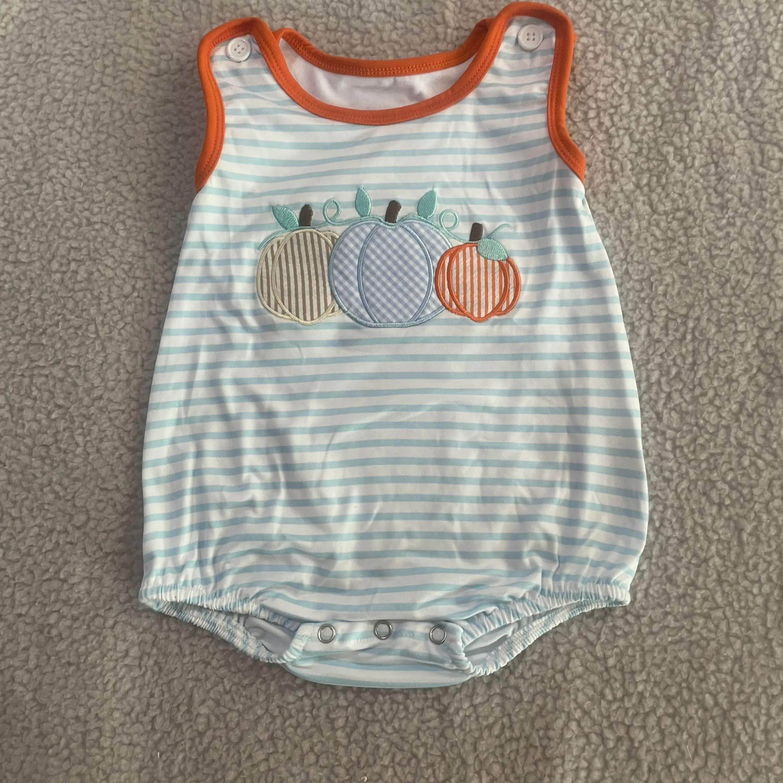 

New Halloween Baby Romper 0-2 Years Pumpkin Embroidery Sleeveless Jumpsuit Girls Boys Sibling Matching Outfits Soft Cotton Cute