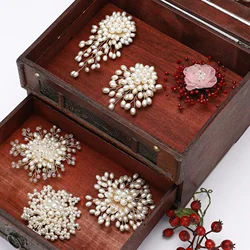 Pearl Handwoven Flower Brooches for Women Unisex Rope Plant Pins Office Party Friend Gifts Jewelry Accessories