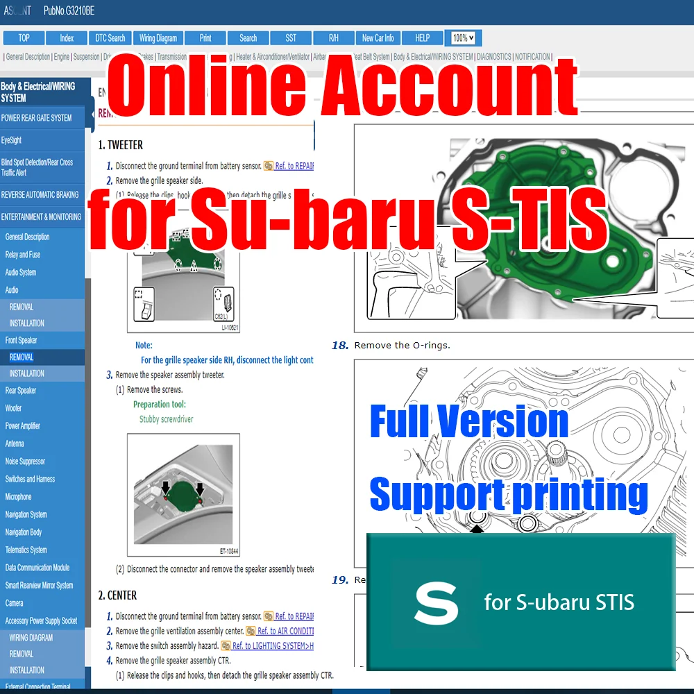 Workshop Tools Diagram - Conta Online para Software Su-baru S-TIS