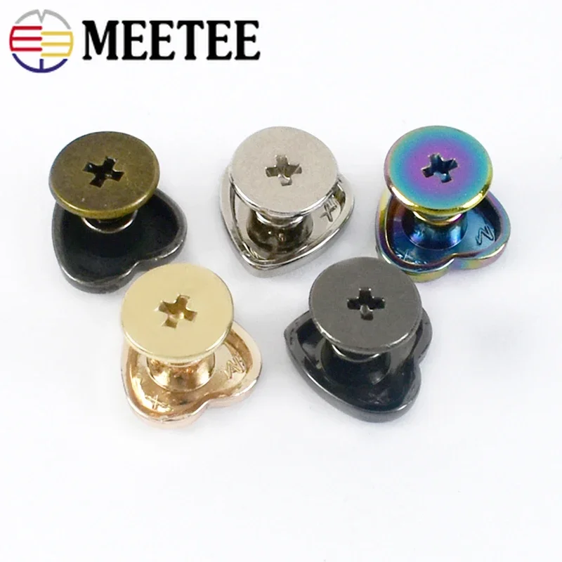 10/30Pcs 8/10/12/14mm Heart Rivets Screw for Bag Hardware Handbag Decorative Studs Nail Rivet Metal Buckles Hook Leather Craft