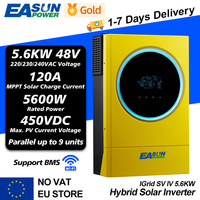 EASUN 5.6KW 48V Touchable Hybrid Solar Inverter 230VAC MPPT 120A Solar Charger PV Input 6000W 450VDC LED Ring Lights With Wifi