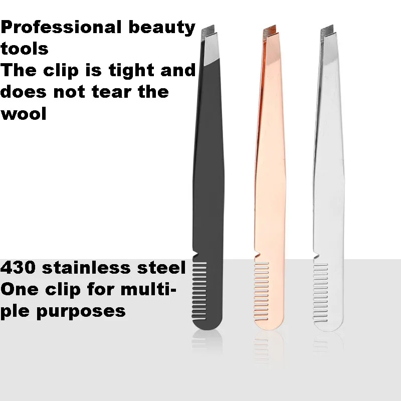 Spot Stainless Steel 96 Diagonal Eyebrow Clip With Comb Eyebrow Clip Tight Tweezers Forceps