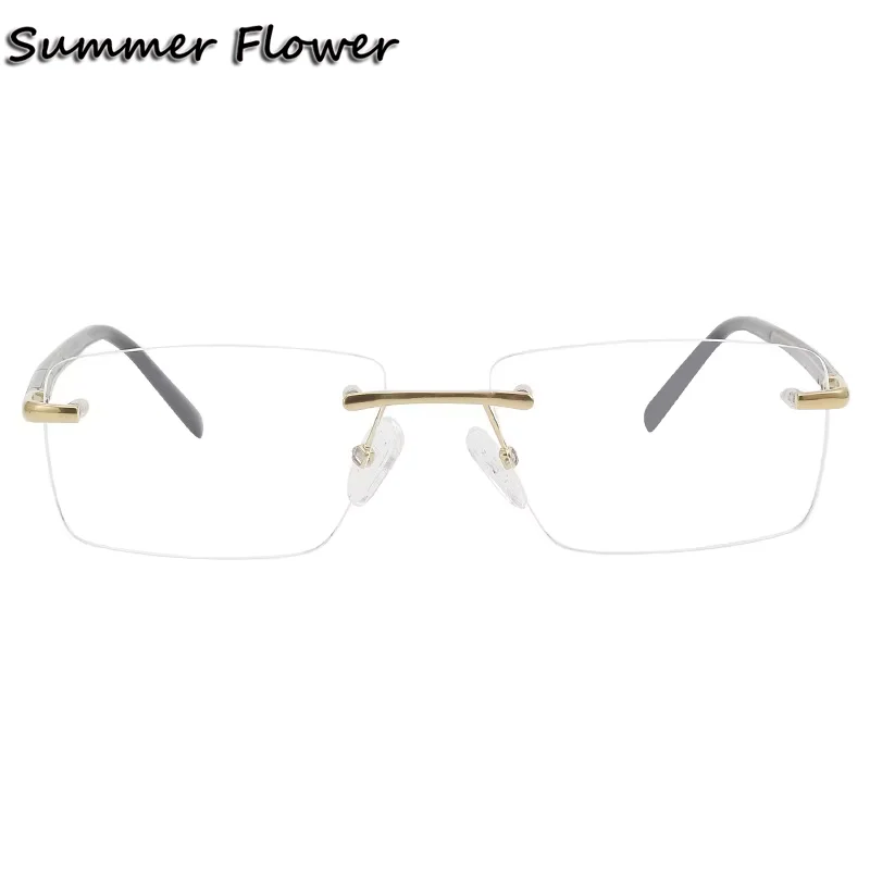 Quality Optical Rimless Spectacles High End Prescription Glasses Pure Titanium Frame Spring Hinge RX Crystal No Fading No Rust