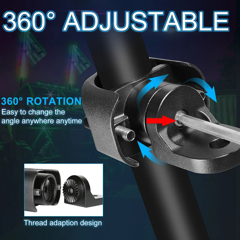 1 قطعة UTV RGB سوط ضوء تصاعد قوس 5.4*1.9 بوصة صالح ل 1.5*2.0 بوصة أنبوب/قفص الوفير للطرق الوعرة ، لاقط ، ATV ، دراجة نارية