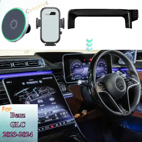 메르세데스-벤츠 GLC 2023 2024 X254 전화 홀더 자동차 자기 MagSafe 무선 충전 자동차 휴대 전화 마운트 스크린베이스